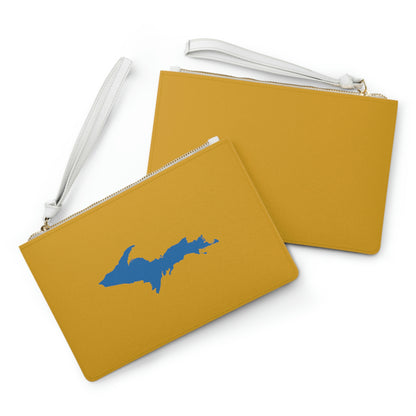 Michigan Upper Peninsula Clutch Bag (Gold w/ Azure UP Outline)