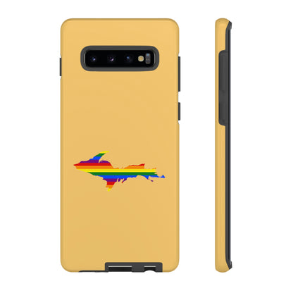 Michigan Upper Peninsula Tough Phone Case (Citrine w/ UP Pride Flag Outline) | Samsung & Pixel Android