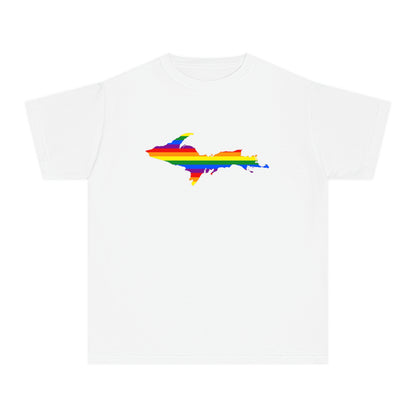 Michigan Upper Peninsula T-Shirt (w/ UP Pride Flag Outline) | Youth Garment-Dyed