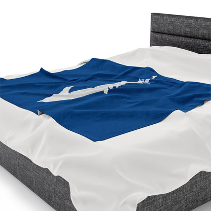 Michigan Upper Peninsula Plush Blanket (w/ UP Outline) | Azure