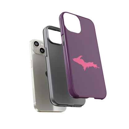 Michigan Upper Peninsula Tough Phone Case (Plum w/ Pink UP Outline) | Apple iPhone