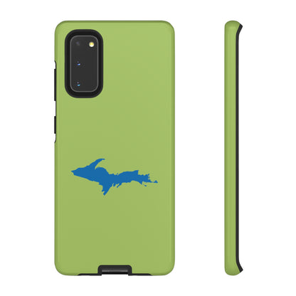 Michigan Upper Peninsula Tough Phone Case (Gooseberry Green w/ Azure UP Outline) | Samsung & Pixel Android