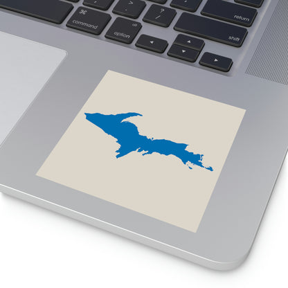 Michigan Upper Peninsula Square Sticker (Canvas Color w/ Azure UP Outline) | Indoor/Outdoor