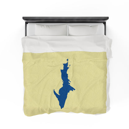 Michigan Upper Peninsula Plush Blanket (w/ Azure UP Outline) | Canary Yellow