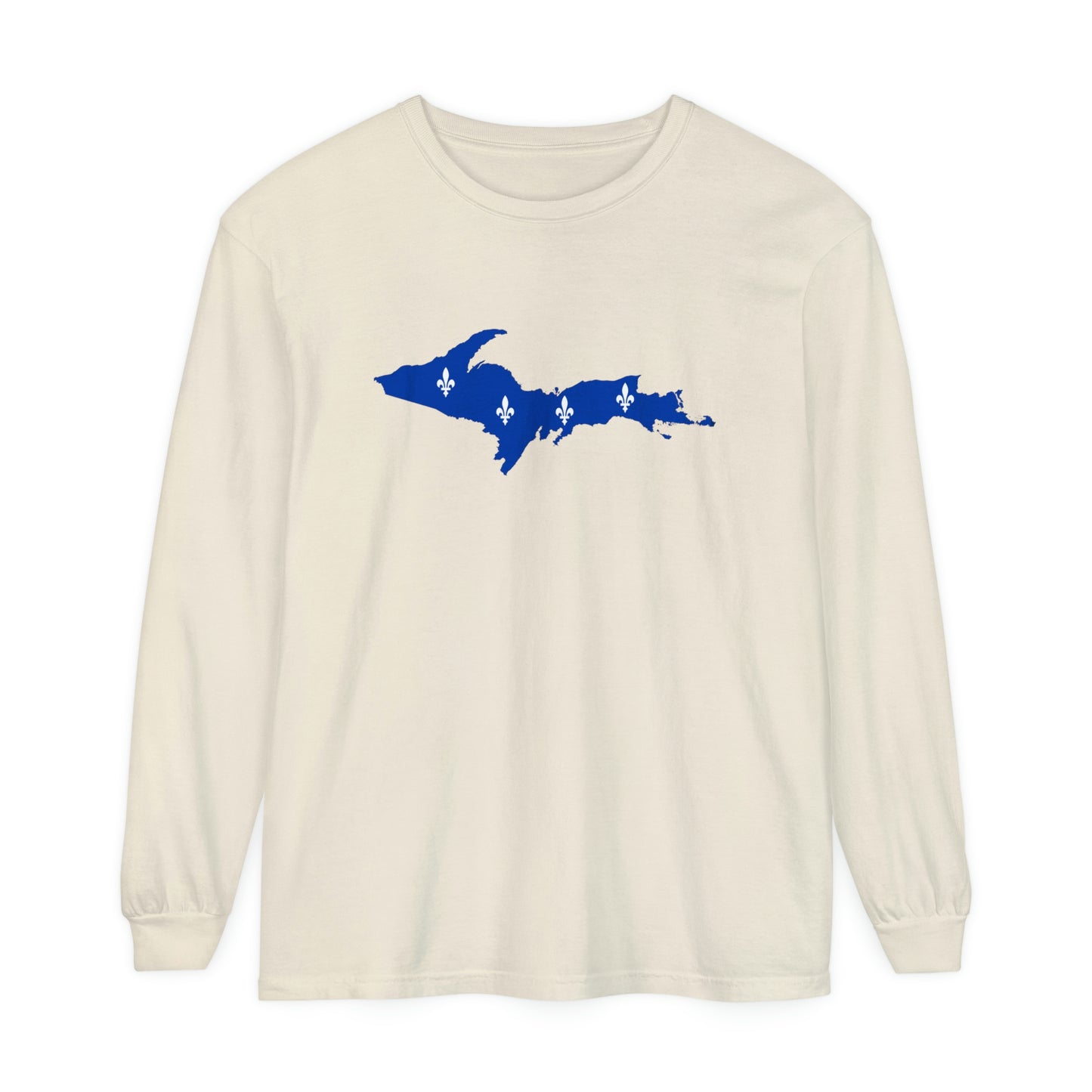 Michigan Upper Peninsula Garment-Dyed T-Shirt (w/ UP Quebec Flag Outline) | Unisex Long Sleeve