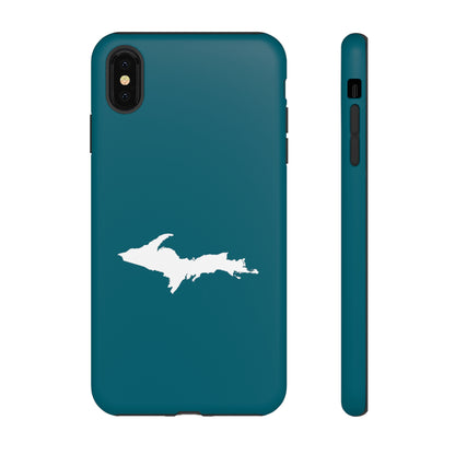 Michigan Upper Peninsula Tough Phone Case (Auburn Hills Teal w/ UP Outline) | Apple iPhone