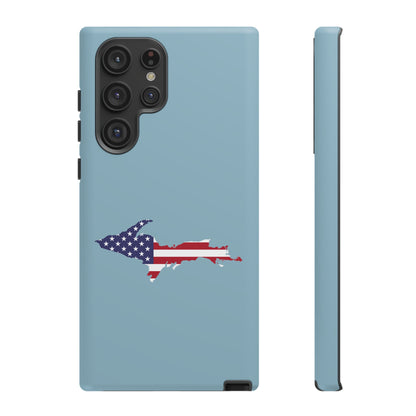 Michigan Upper Peninsula Tough Phone Case (Opal Blue w/ UP USA Flag Outline) | Samsung & Pixel Android