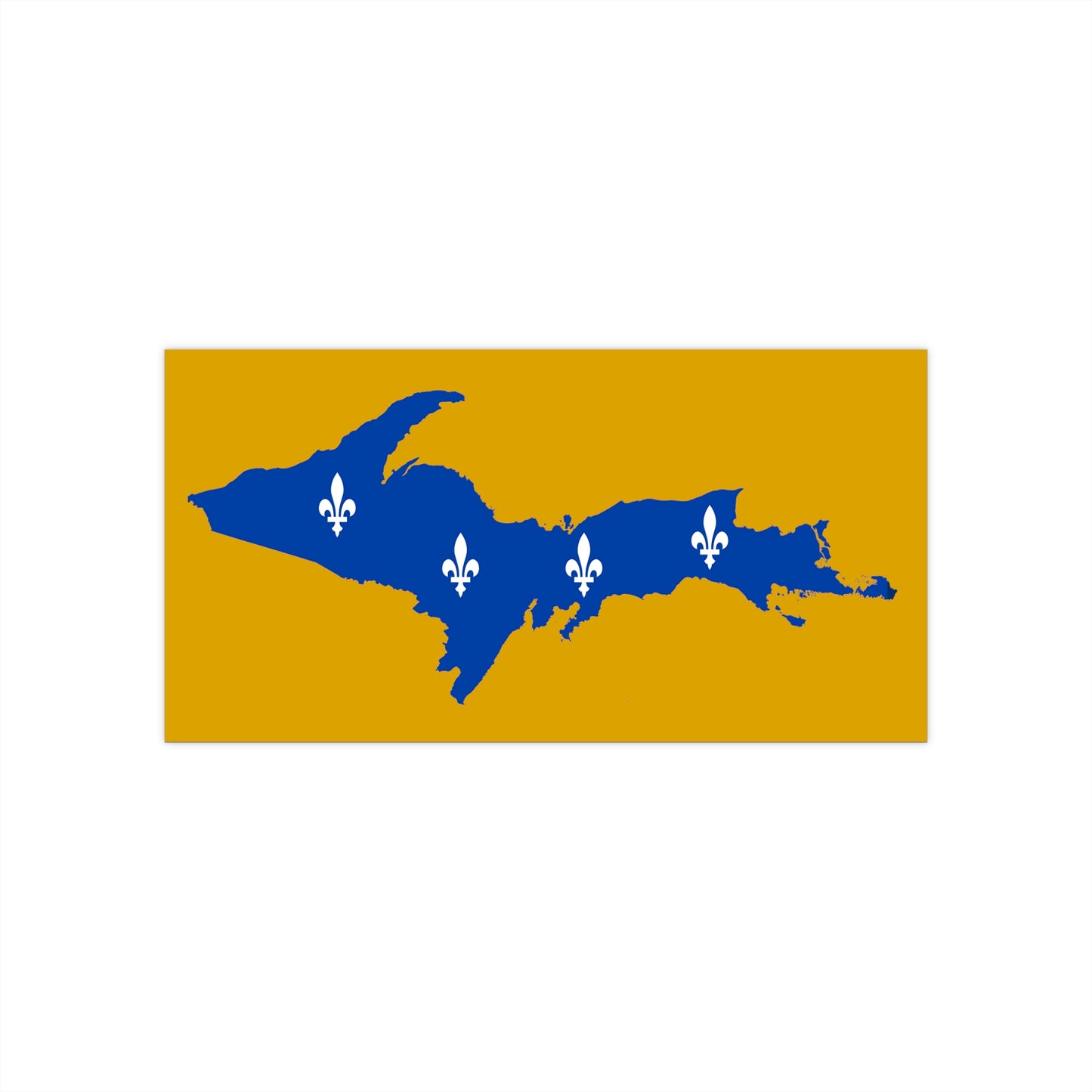 Michigan Upper Peninsula Bumper Stickers (w/ UP Quebec Flag Outline) | Gold Background