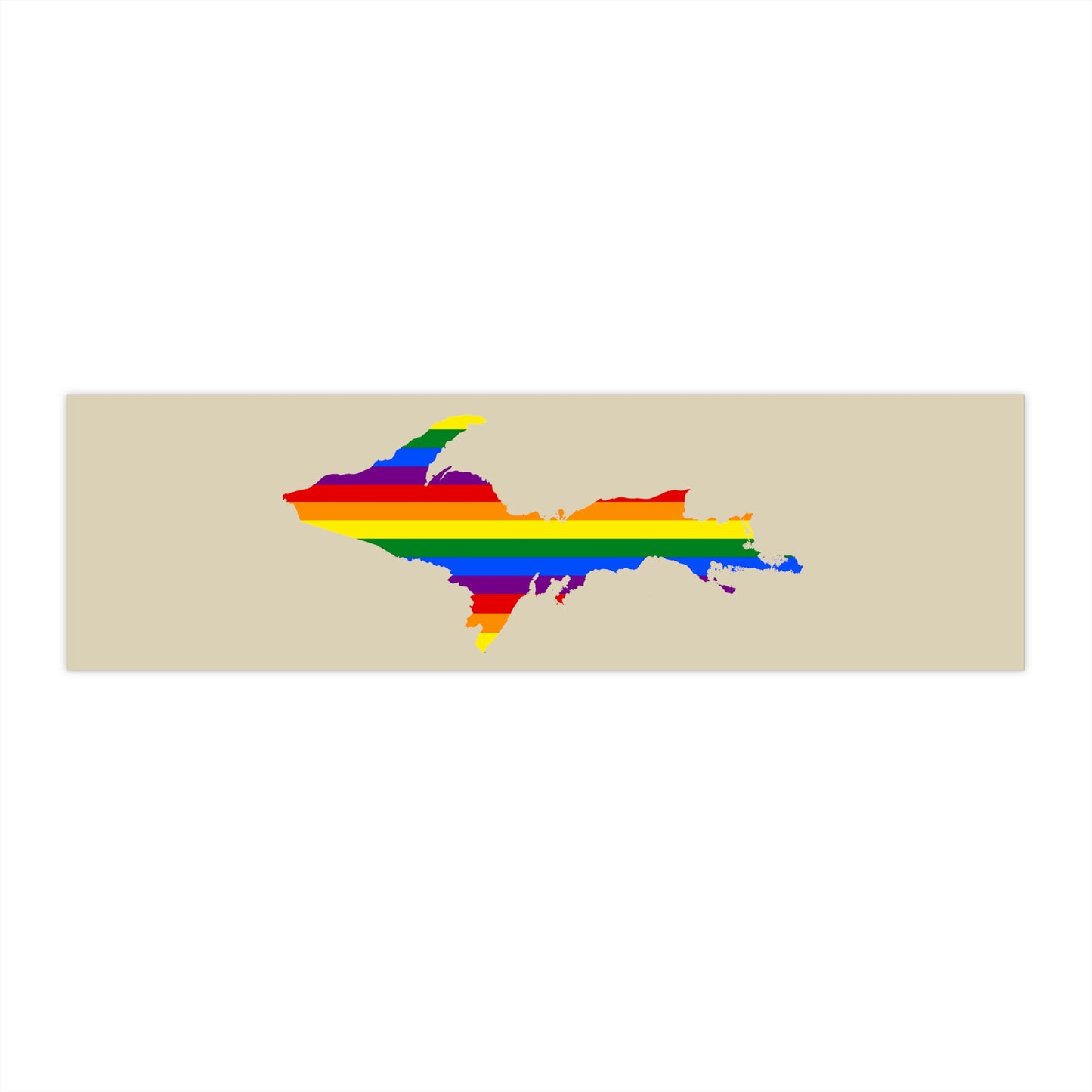 Michigan Upper Peninsula Bumper Stickers (w/ UP Pride Flag Outline) | Canvas-Color Background