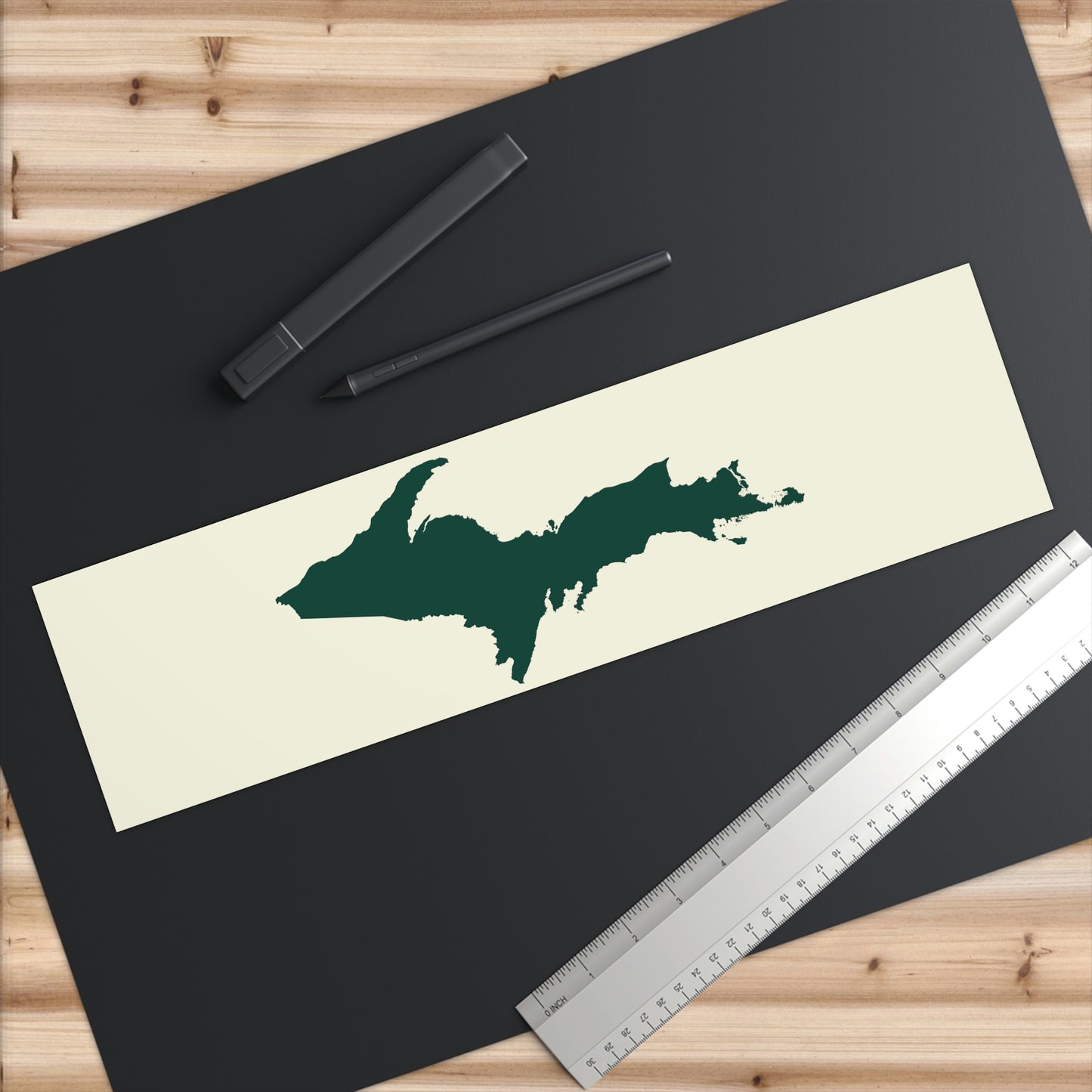 Michigan Upper Peninsula Bumper Sticker (w/ Green UP Outline) | Ivory Color Background