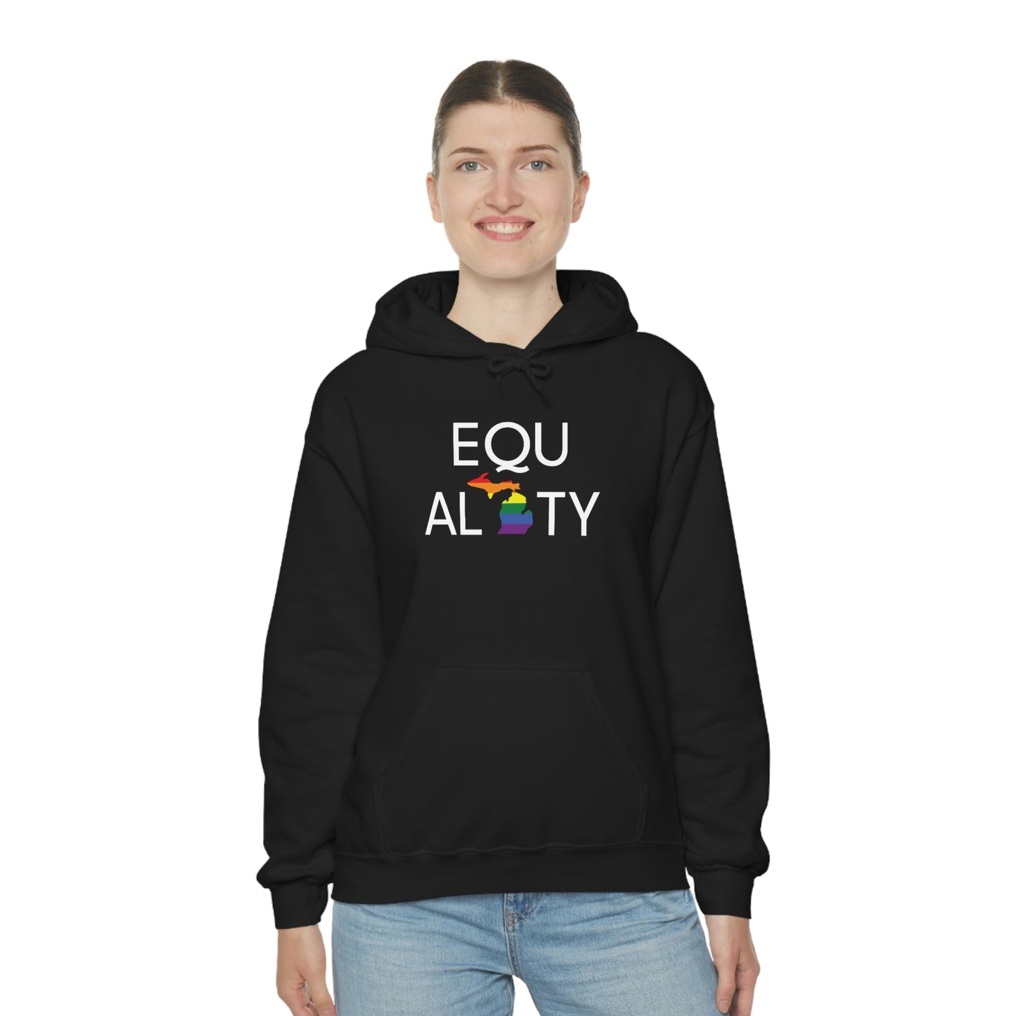 Michigan 'Equality' Hoodie (w/ LGBTQ Pride Colors) | Unisex Standard