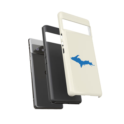 Michigan Upper Peninsula Tough Phone Case (Ivory Color w/ Azure UP Outline) | Samsung & Pixel Android