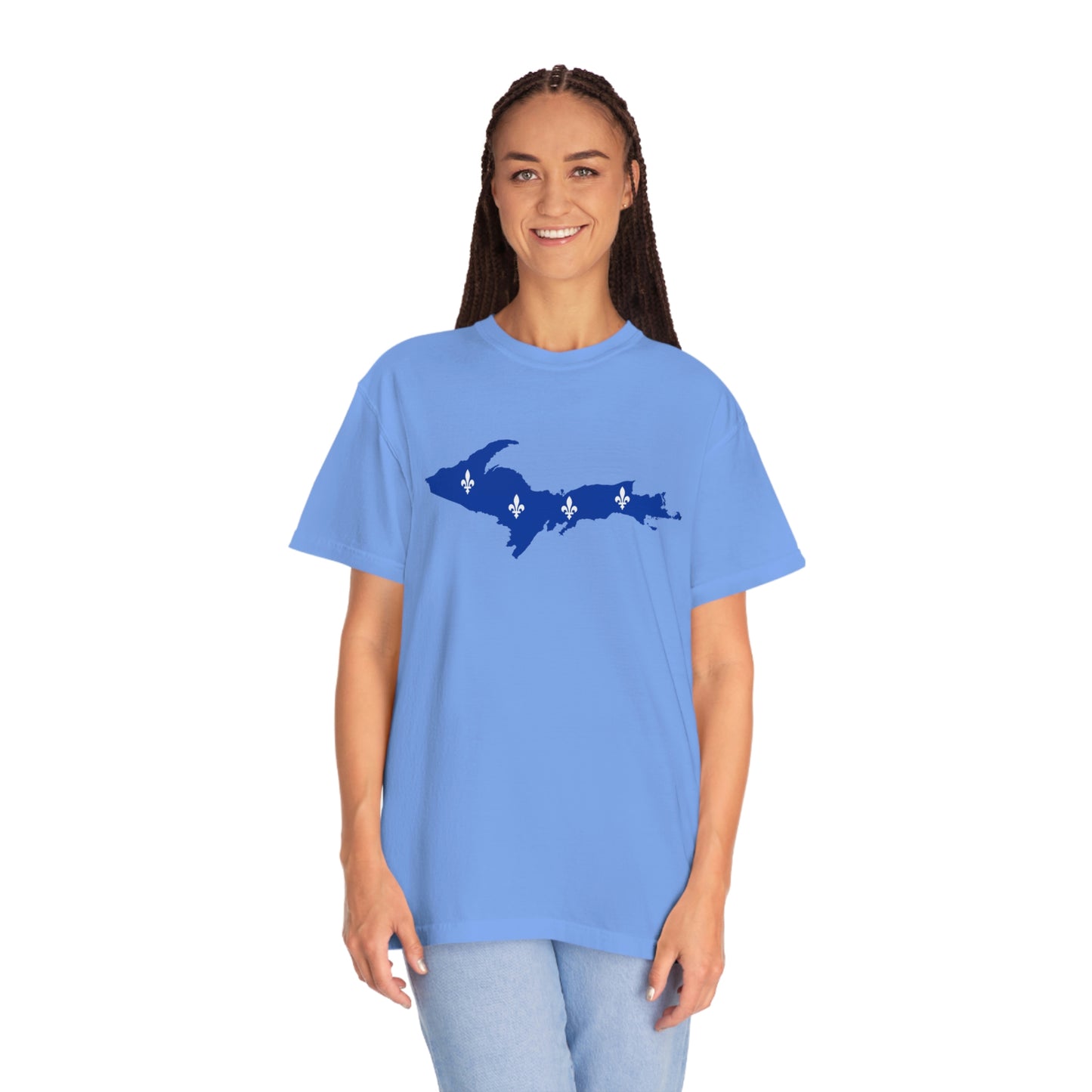 Michigan Upper Peninsula T-Shirt (w/ UP Quebec Flag Outline) | Unisex Garment-Dyed