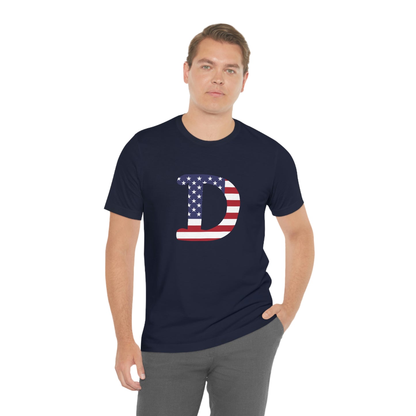 Detroit 'Old French D' T-Shirt (w/ USA Flag Outline) | Unisex Standard Fit