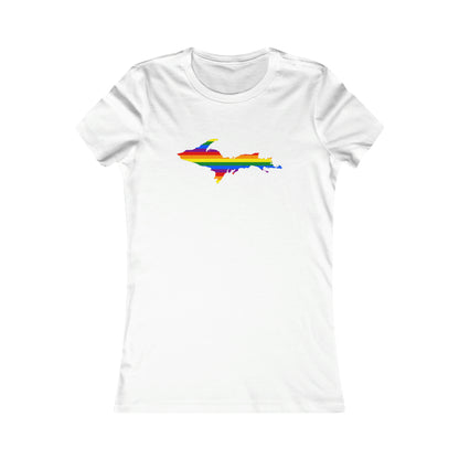 Michigan Upper Peninsula T-Shirt (w/ UP Pride Flag Outline) | Women's Slim Fit