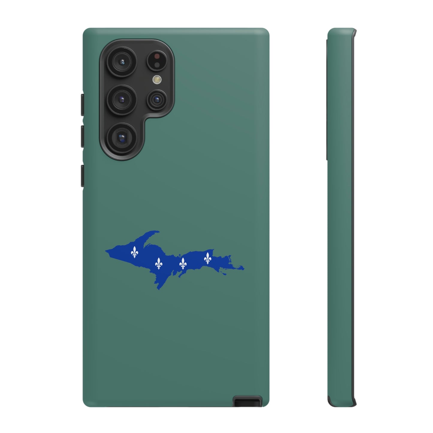 Michigan Upper Peninsula Tough Phone Case (Copper Green w/ UP Quebec Flag Outline) | Samsung & Pixel Android