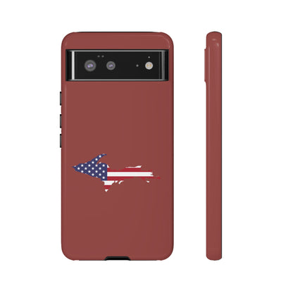 Michigan Upper Peninsula Tough Phone Case (Ore Dock Red w/ UP USA Flag Outline) | Samsung & Pixel Android