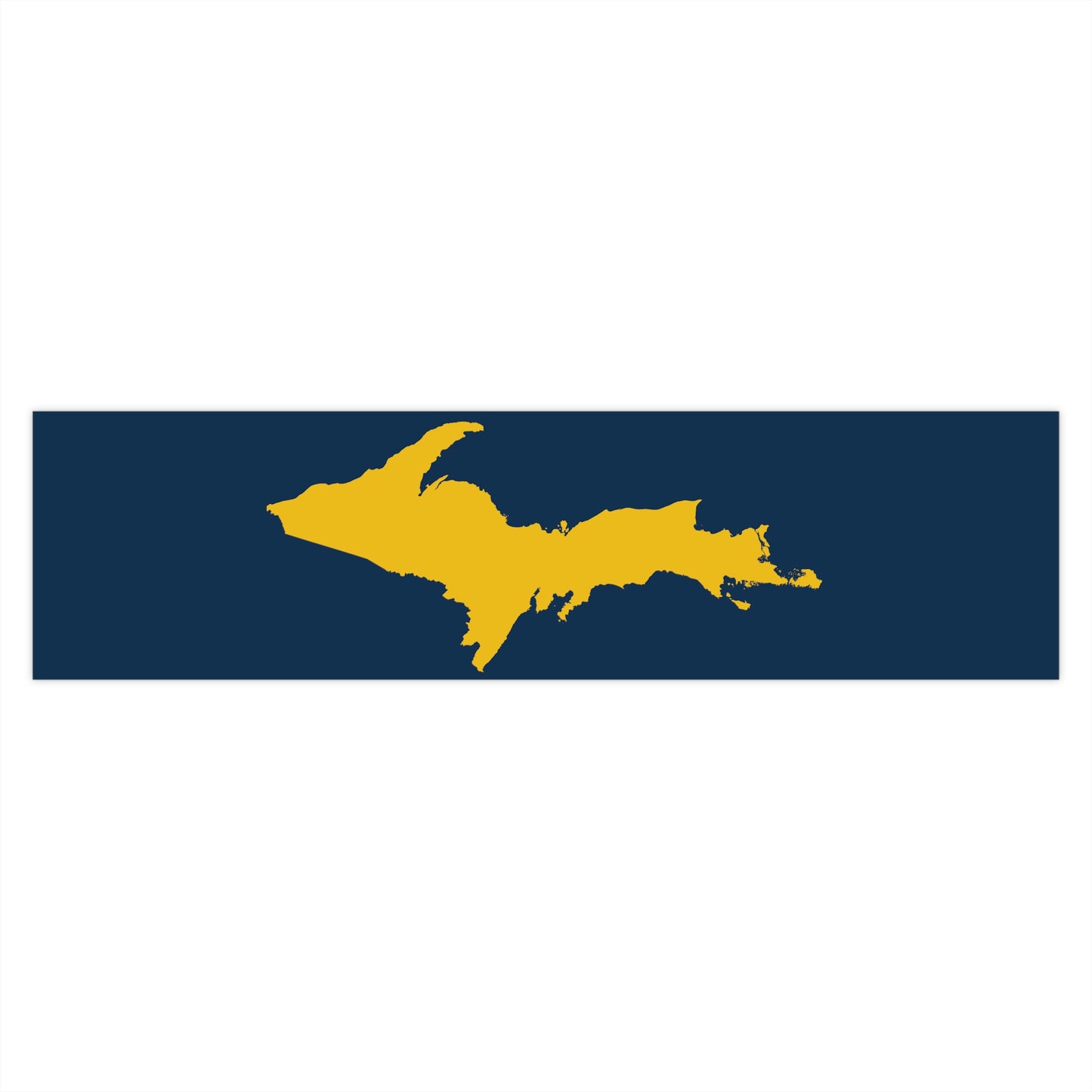 Michigan Upper Peninsula Bumper Sticker (w/ Gold UP Outline) | Navy Background