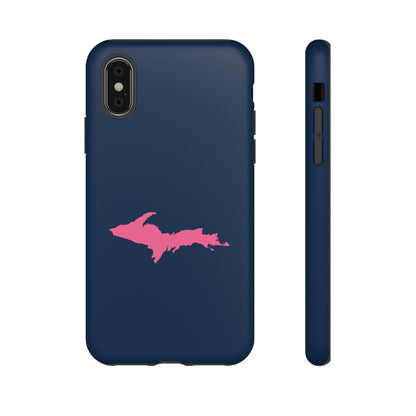 Michigan Upper Peninsula Tough Phone Case (Navy w/ Pink UP Outline) | Apple iPhone