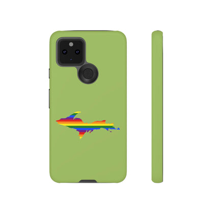 Michigan Upper Peninsula Tough Phone Case (Gooseberry Green w/ UP Pride Flag Outline) | Samsung & Pixel Android