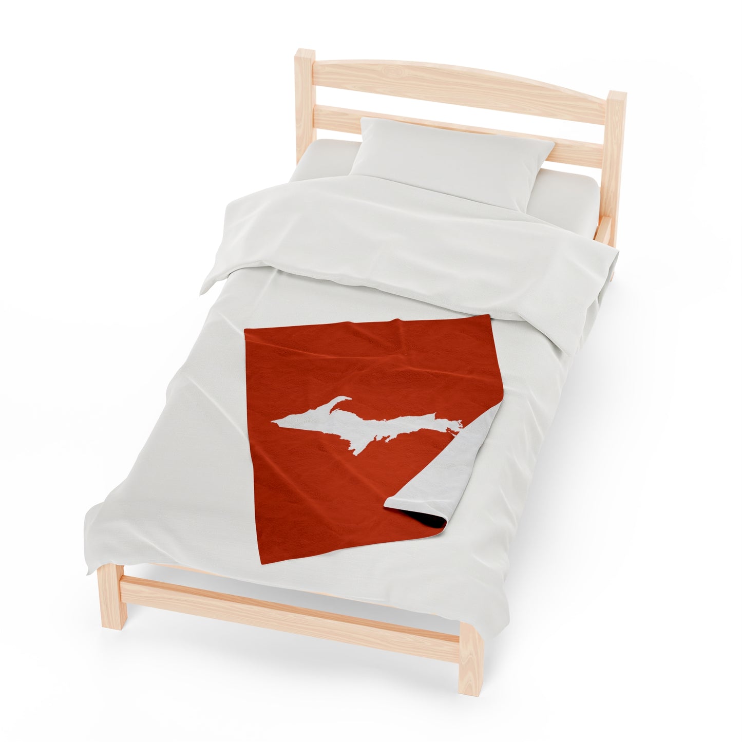 Michigan Upper Peninsula Plush Blanket (w/ UP Outline) | Maple Leaf Orange