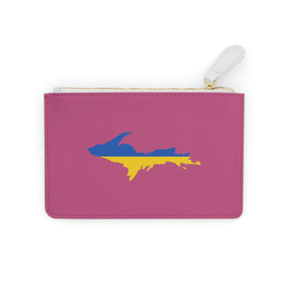 Michigan Upper Peninsula Mini Clutch Bag (Apple Blossom Pink w/ UP Ukraine Flag Outline)