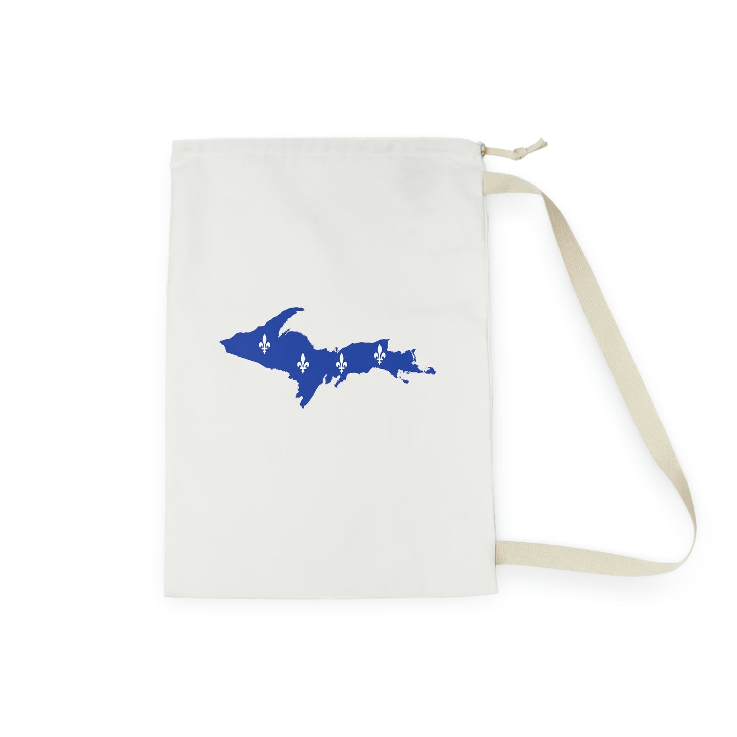 Michigan Upper Peninsula Laundry Bag (Birch Bark White w/ UP Quebec Flag Outline)