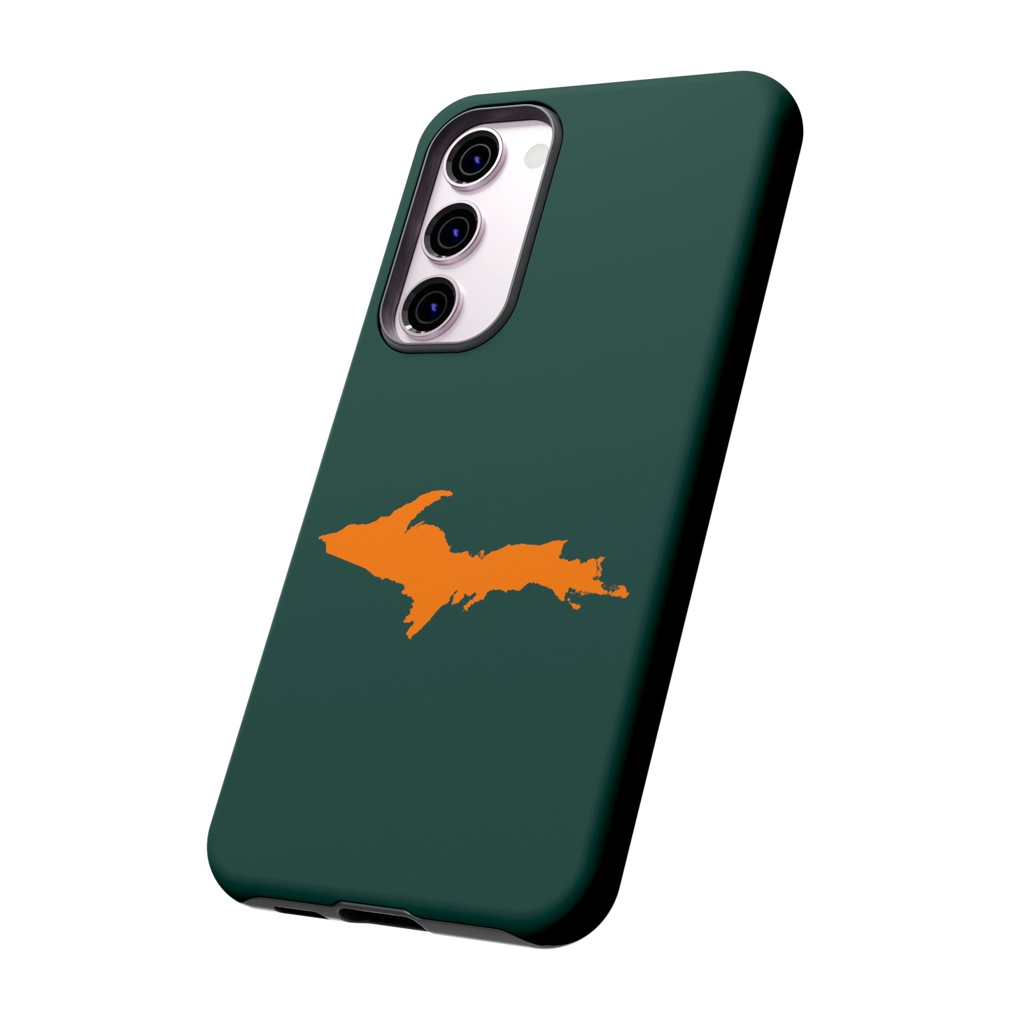 Michigan Upper Peninsula Tough Phone Case (Green w/ Orange UP Outline) | Samsung & Pixel Android