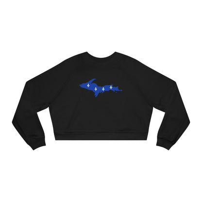 Michigan Upper Peninsula Sweatshirt (w/ UP Quebec Flag Outline) | Cropped Mid-Length