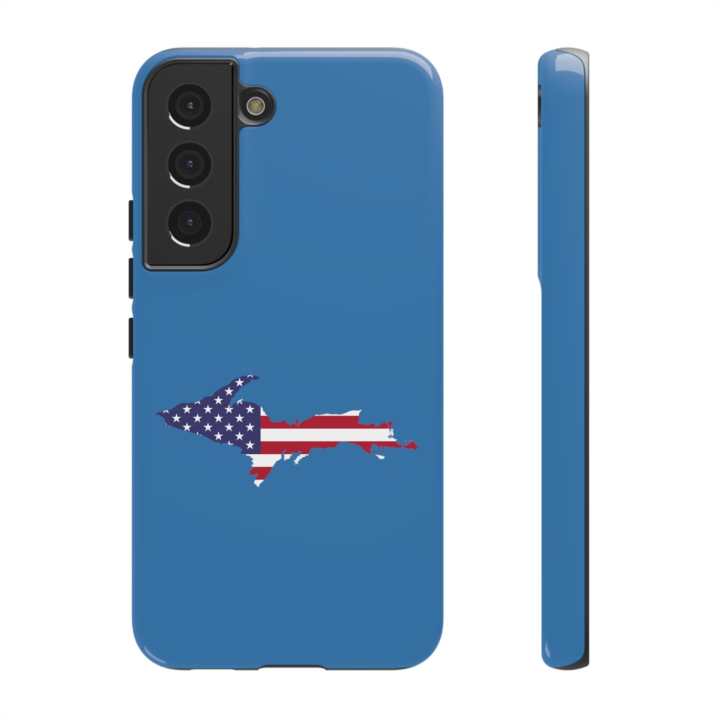 Michigan Upper Peninsula Tough Phone Case (Lake Superior Blue w/ UP USA Flag Outline) | Samsung & Pixel Android