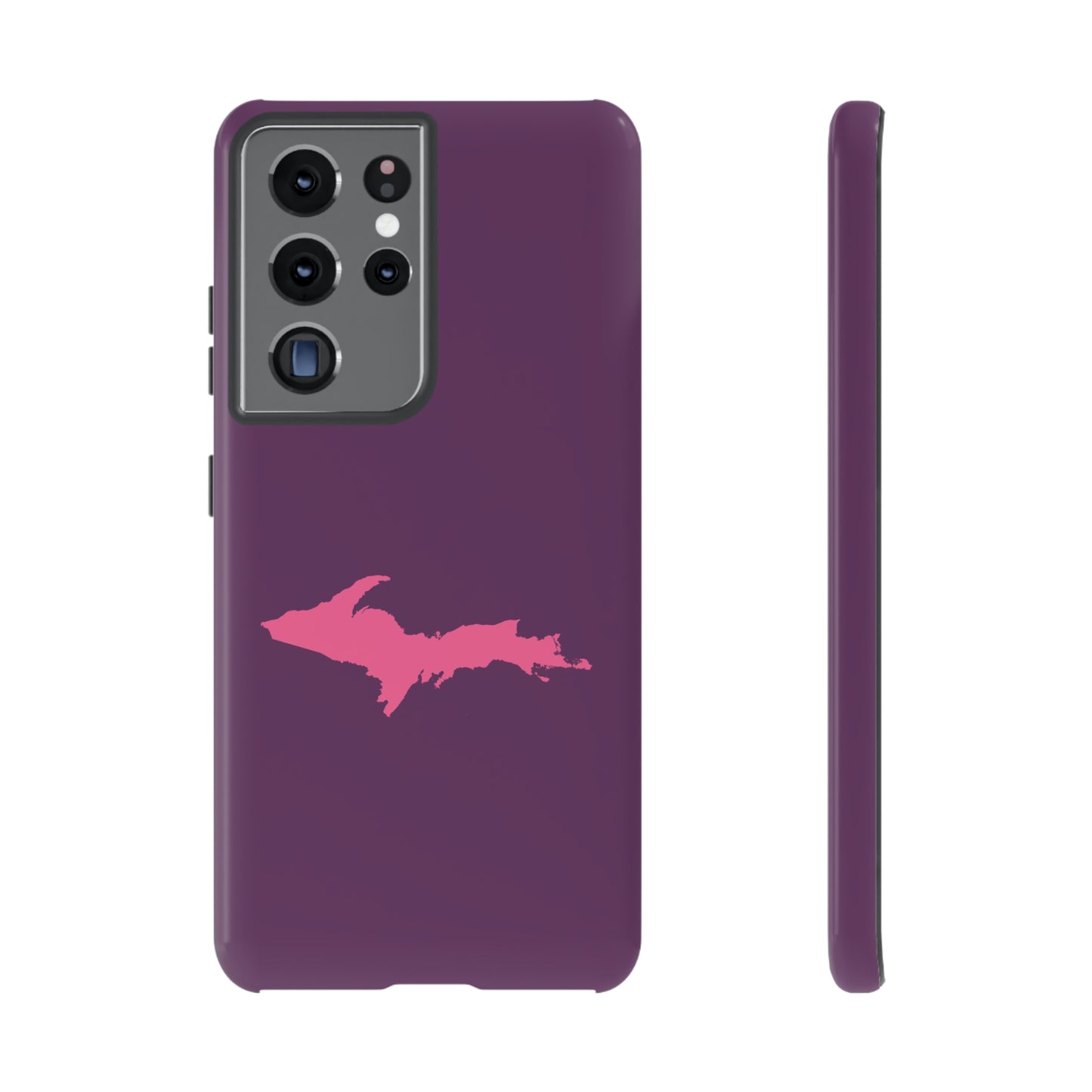 Michigan Upper Peninsula Tough Phone Case (Plum w/ Pink UP Outline) | Samsung & Pixel Android