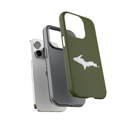 Michigan Upper Peninsula Tough Phone Case (Army Green w/ UP Outline) | Apple iPhone