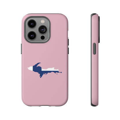 Michigan Upper Peninsula Tough Phone Case (Pink w/ UP Finland Flag Outline) | Apple iPhone