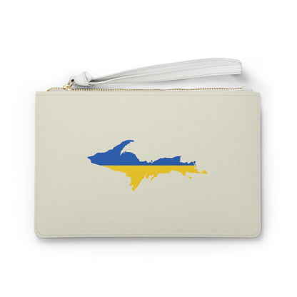 Michigan Upper Peninsula Clutch Bag (Ivory White w/ UP Ukraine Flag Outline)