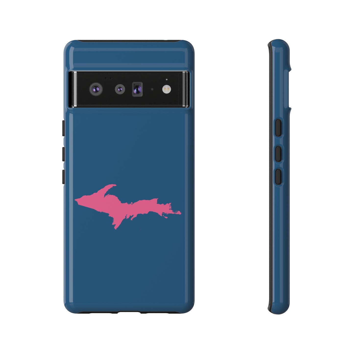 Michigan Upper Peninsula Tough Phone Case (Blueberry w/ Pink UP Outline) | Samsung & Pixel Android