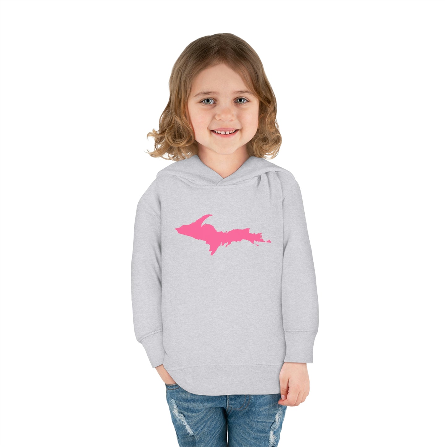 Michigan Upper Peninsula Hoodie (w/ Pink UP Outline) | Unisex Toddler