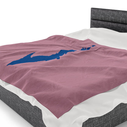 Michigan Upper Peninsula Plush Blanket (w/ Azure UP Outline) | Pink