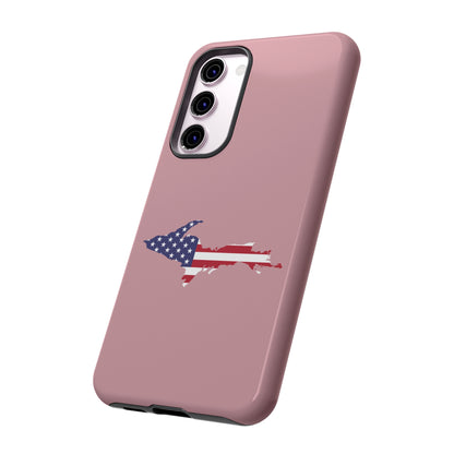 Michigan Upper Peninsula Tough Phone Case (Cherry Blossom Pink w/ UP USA Flag Outline) | Samsung & Pixel Android