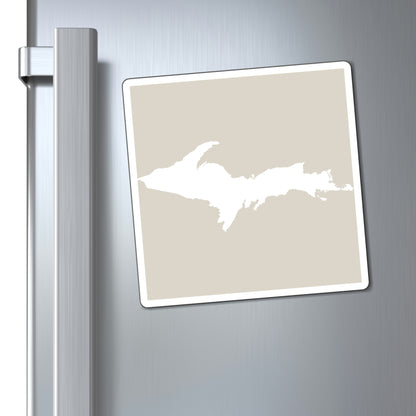 Michigan Upper Peninsula Square Magnet (Canvas Color w/ UP Outline)