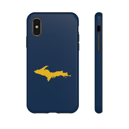 Michigan Upper Peninsula Tough Phone Case (Navy w/ Gold UP Outline) | Apple iPhone