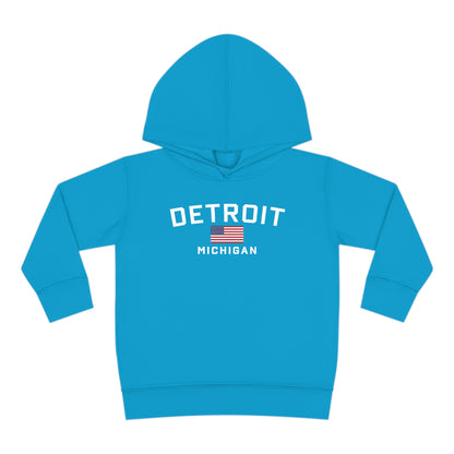 'Detroit Michigan' Hoodie (w/USA Flag Outline) | Unisex Toddler