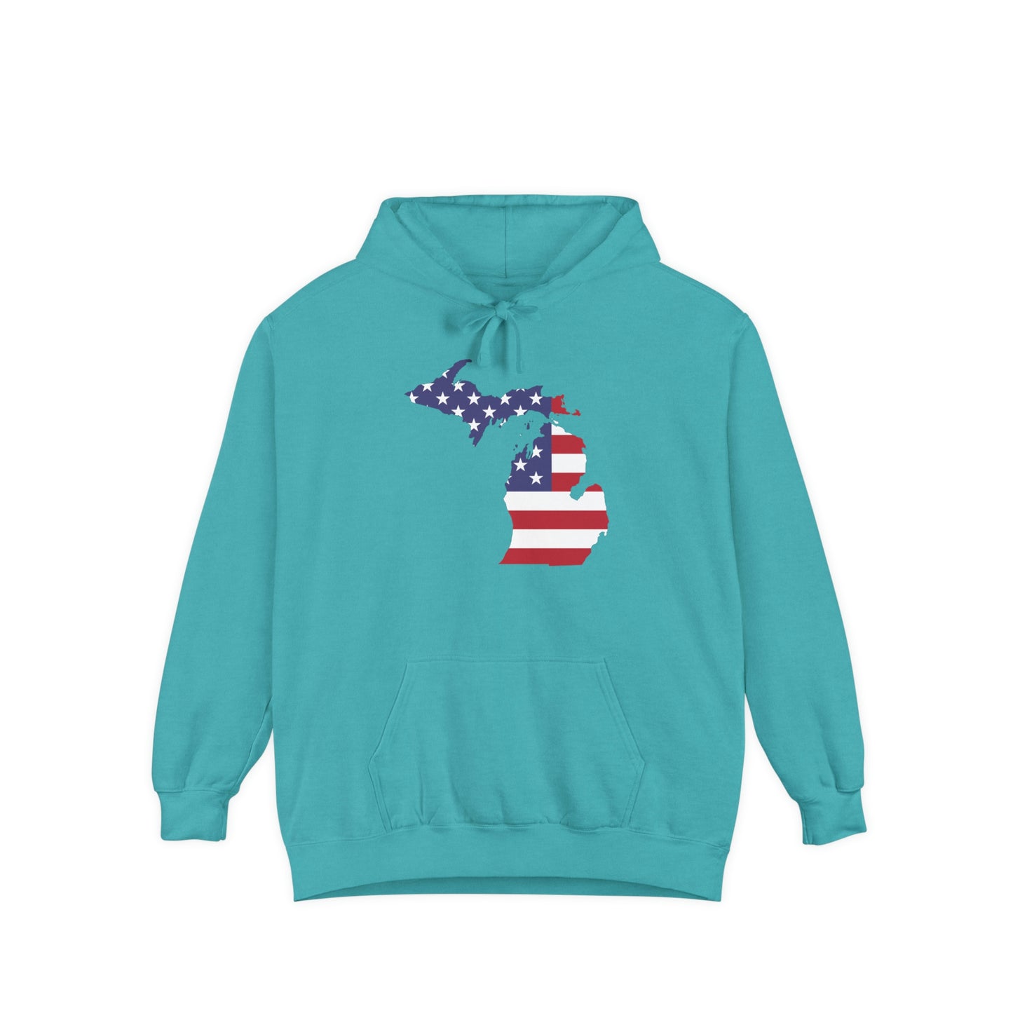 Michigan Upper Peninsula Hoodie (w/ MI USA Flag Outline) | Unisex Garment-Dyed