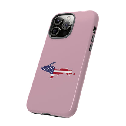 Michigan Upper Peninsula Tough Phone Case (Pink w/ UP USA Flag Outline) | Apple iPhone