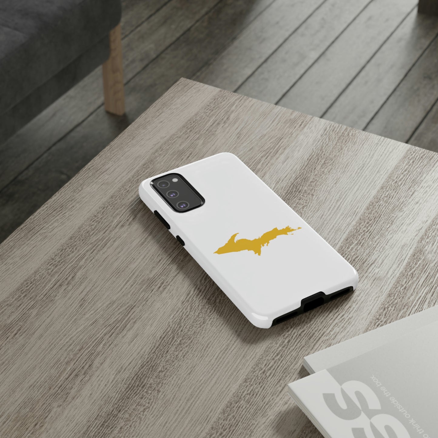 Michigan Upper Peninsula Tough Phone Case (w/ Gold UP Outline) | Samsung & Pixel Android