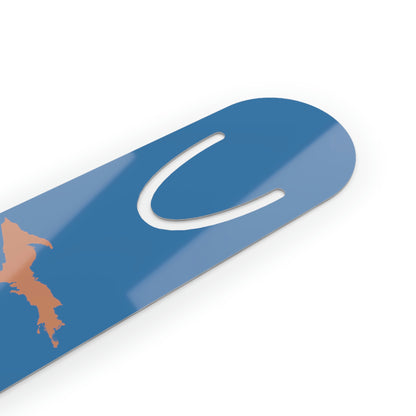 Michigan Upper Peninsula Metal Bookmark (w/ Copper UP Outline) | Lake Superior Blue