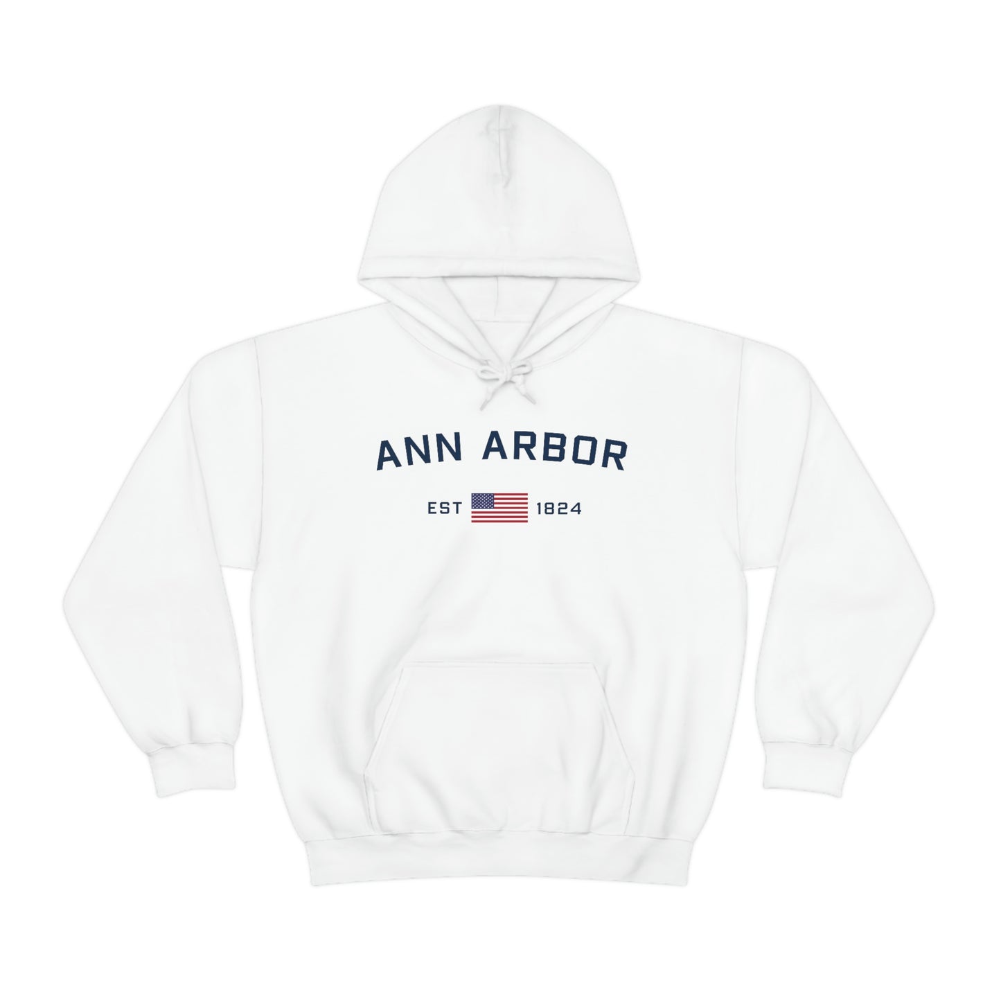 'Ann Arbor EST 1823' Hoodie (w/USA Flag Outline) | Unisex Standard