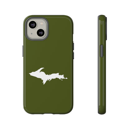 Michigan Upper Peninsula Tough Phone Case (Army Green w/ UP Outline) | Apple iPhone