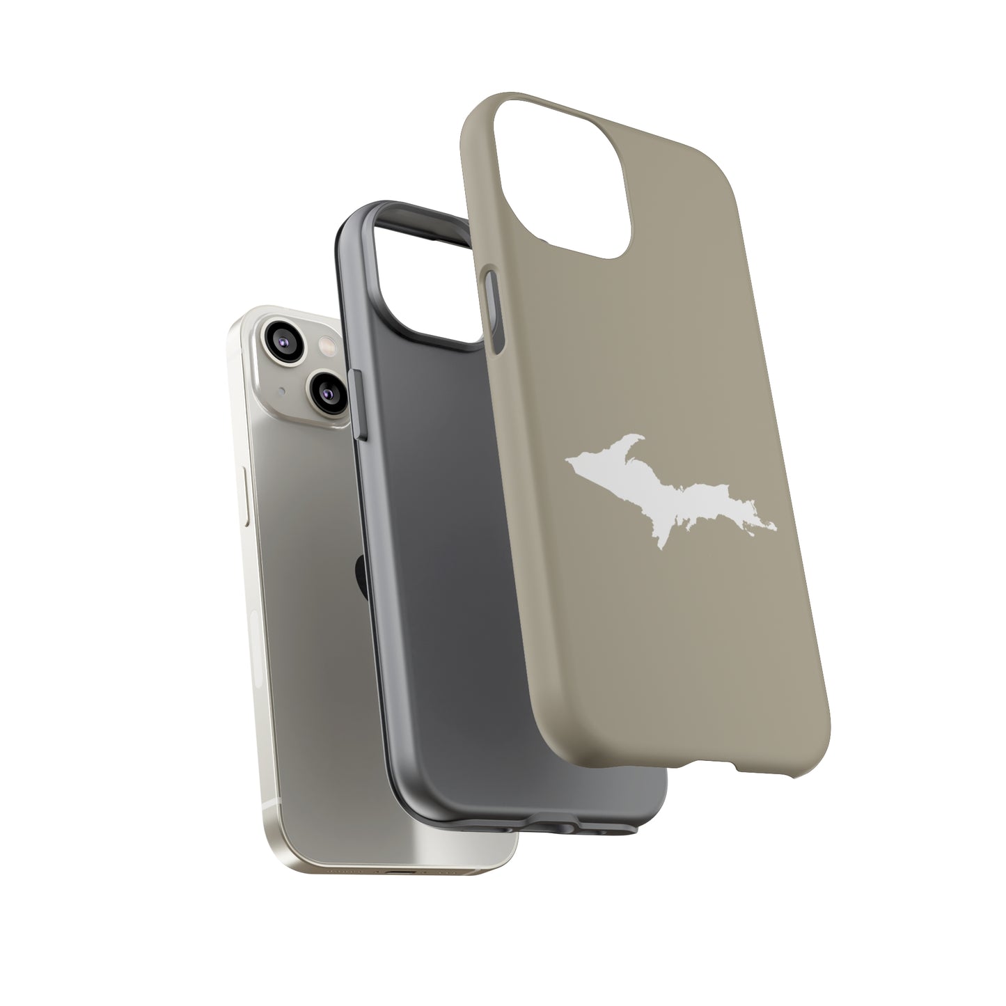 Michigan Upper Peninsula Tough Phone Case (Petoskey Stone Beige w/ UP Outline) | Apple iPhone