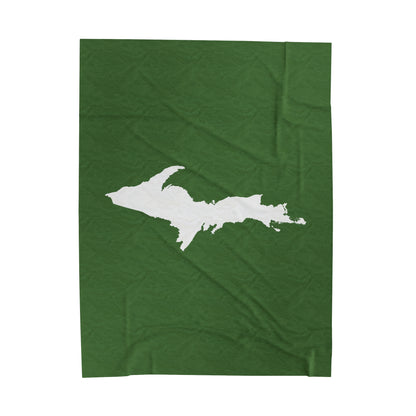 Michigan Upper Peninsula Plush Blanket (w/ UP Outline) | Pine Green