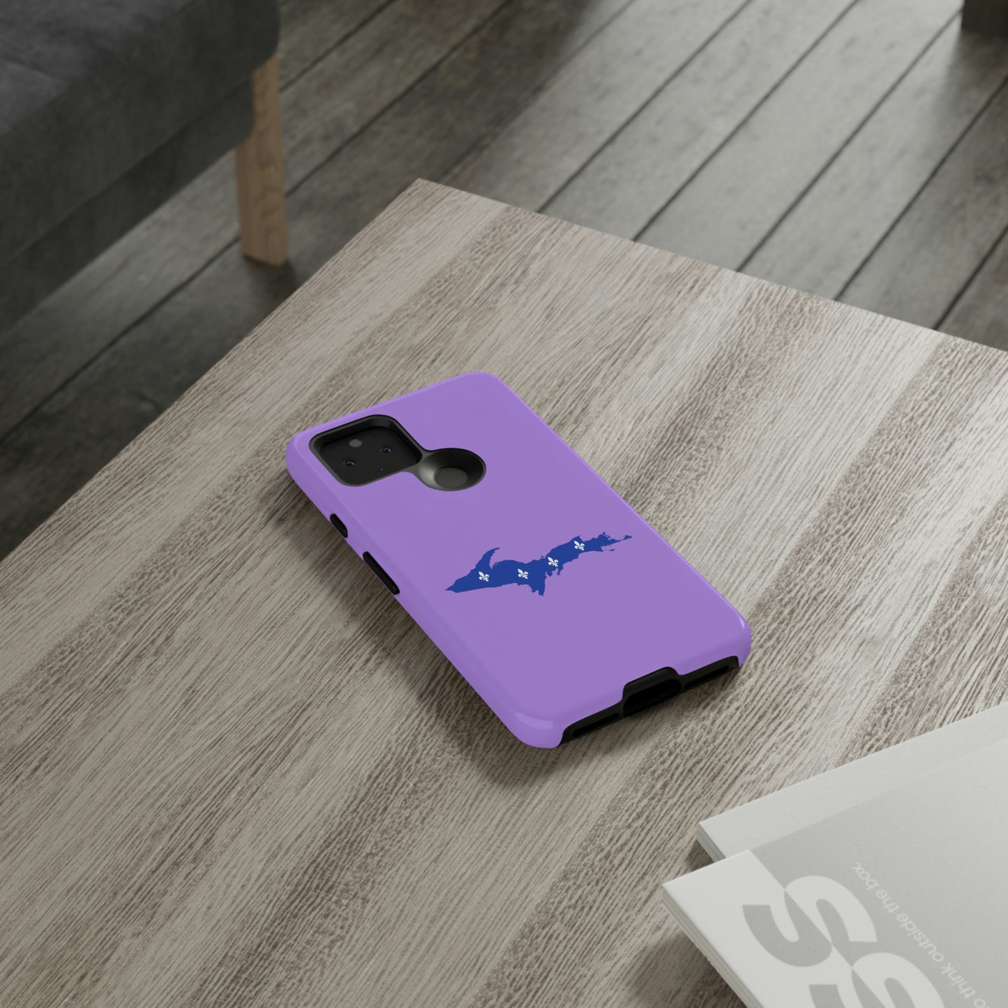 Michigan Upper Peninsula Tough Phone Case (Lavender w/ UP Quebec Flag Outline) | Samsung & Pixel Android